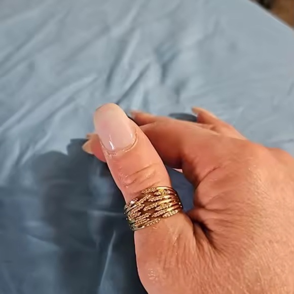 Anthropologie Spiral Gold Crystal Ring - Picture 8 of 14